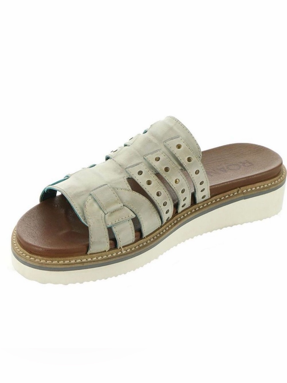 BED|STU Ivory Multi‑Strap Slide Sandal